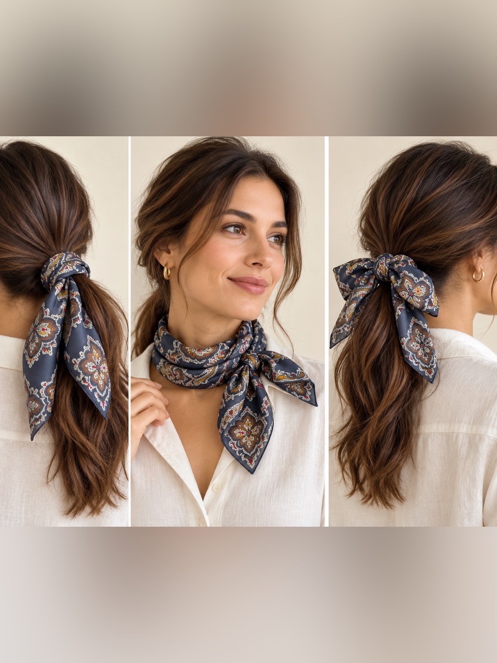 Vintage La Dear Italy Paisley Scarf Navy Baroque Neckerchief Head Scarf OS
